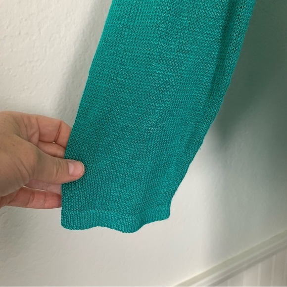 J Jill Linen Blend Open Front Longline Cardigan Duster Turquoise Teal Petite L - Picture 9 of 17
